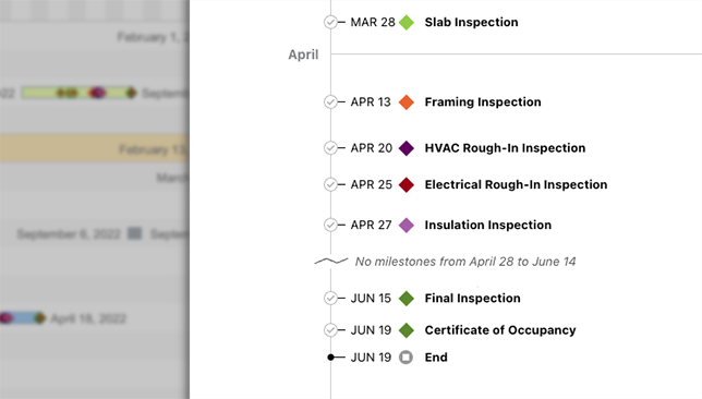 New for ConstructionOnline™ 2023: Milestone Timeline Blade for Scheduling